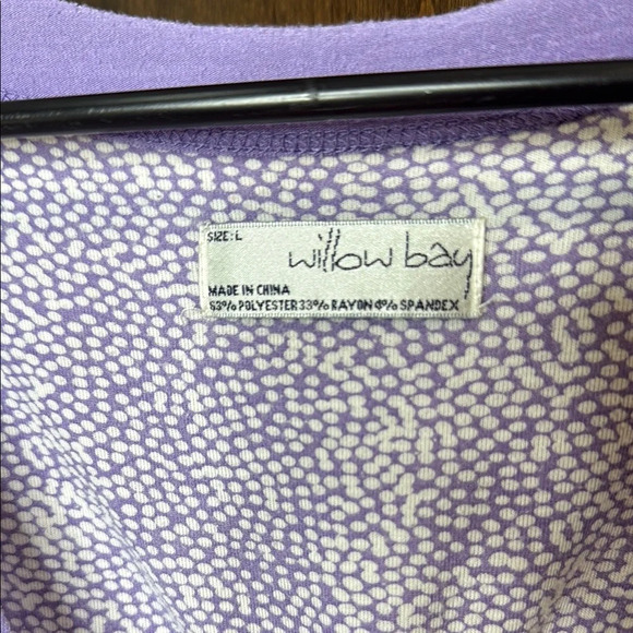 Vintage Chic Purple and White dotted Midi Dress Size L Willow bag ruffle hem - Picture 3 of 6